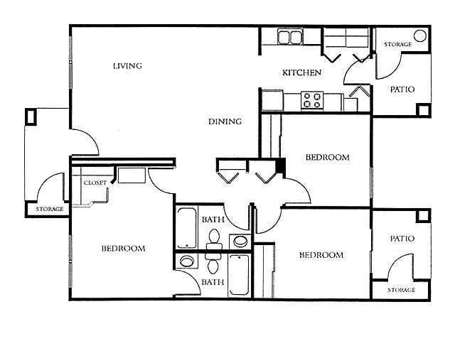 Three Bedroom floor plan